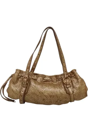 Miu Miu Pre-owned, Dames, Geel, ONE Size, Leer, Tweedehands leren schoudertassen