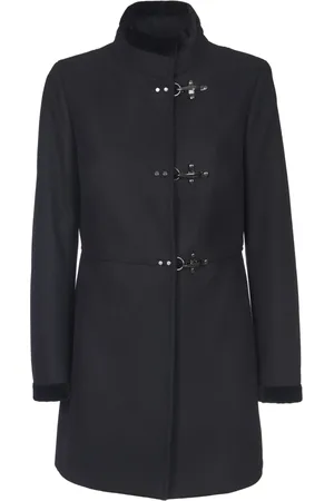 FAY Mantels, Dames, Zwart, 2Xl, Polyester, Virginia Single-Breasted Jas