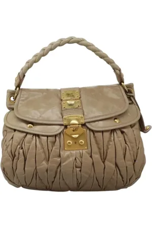 Miu Miu Pre-owned, Dames, , ONE Size, Leer, Tweedehands leren handtassen