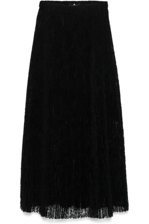 ERMANNO SCERVINO Rokken, Dames, Zwart, S, Zwarte Plissé Rok Semi-Transparant