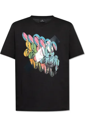 Paul Smith Tops, Heren, Zwart, M, Katoen, T-shirt met kleurrijke print
