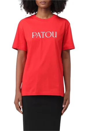 Patou Tops, Dames, Rood, L, Katoen, Rode Relaxte Fit T-Shirt Korte Mouwen