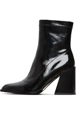 CESARE GASPARI Schoenen, Dames, Zwart, 36 EU, Leer, Leren Blokhaklaarzen Layla - Lak Zwart