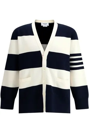 Thom Browne Truien, Heren, Veelkleurig, M, Katoen, Gestreepte Milano Cardigan