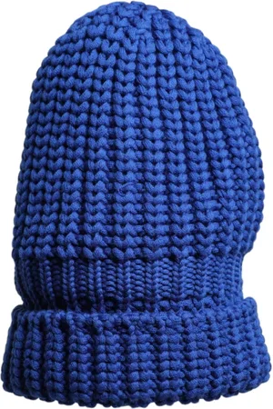 Dolce & Gabbana Accessoires, Heren, Blauw, ONE Size, Wol, Blauwe Wollen Gebreide Muts