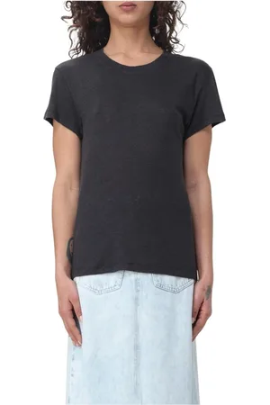 IRO Tops, Dames, Zwart, S, Linnen, Zwarte T-shirt met korte mouwen