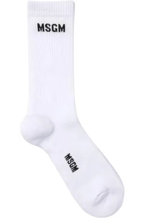 Msgm Ondergoed, Heren, Wit, ONE Size, Luxe Witte Logo Sokken