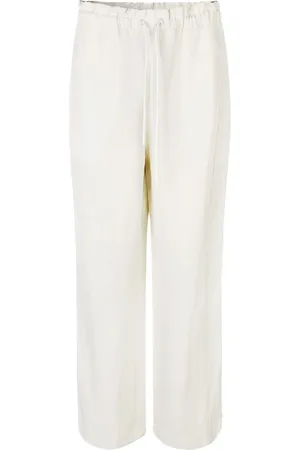 Samsøe Samsøe Broeken, Dames, Wit, 2Xs, Linnen, Witte Linnen Broek Regular Fit Rechte Pijp