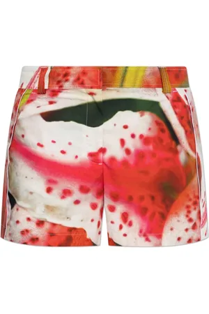 Tory Burch Korte broeken, Dames, Rood, XS, Katoen, Gedrukte shorts
