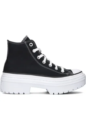 Converse Schoenen, Dames, Zwart, 42 EU, Zwarte hoge sneakers met profielzool
