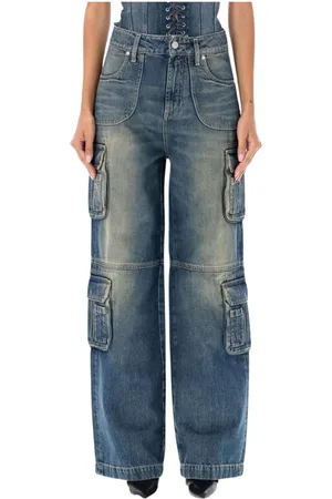 MISBHV Jeans, Dames, Blauw, W27, Katoen, Blauwe Cargo Jeans Stijlvol Modern Uiterlijk