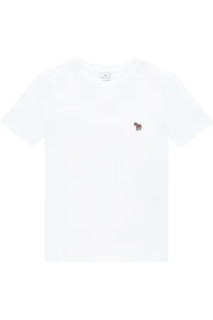 Paul Smith Tops, Dames, Wit, S, Katoen, Zebra Patch Crewneck T-Shirt