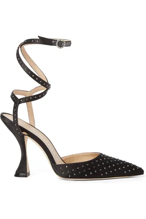 Stuart Weitzman Schoenen, Dames, Zwart, 40 EU, Satijn, Glam XCurve 100mm Pumps