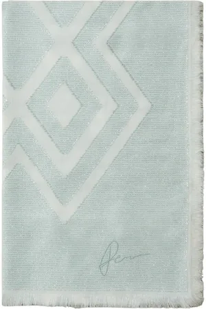 PESERICO SIGN Accessoires, Dames, Blauw, ONE Size, Katoen, Katoenen en modale jacquard sjaal
