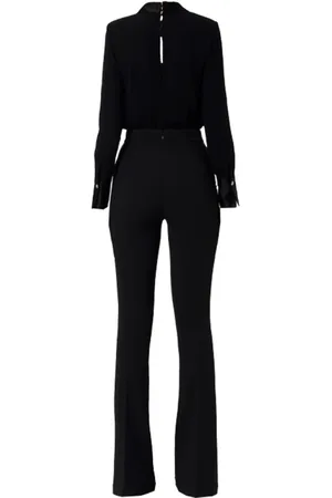 Elisabetta Franchi Jumpsuits & Playsuits, Dames, Zwart, L, Satijn, Viscose Shirt en Broek Set