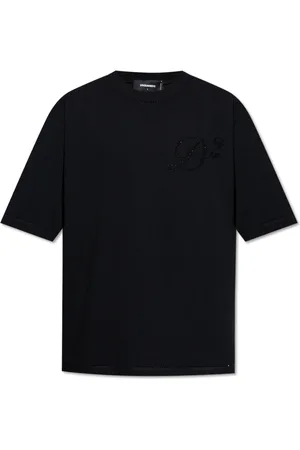 Dsquared2 Tops, Heren, Zwart, XL, Katoen, T-shirt met glinsterende kristallen