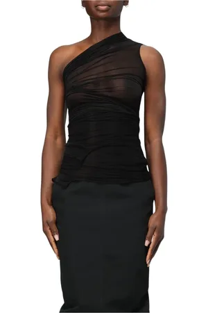 Rick Owens Tops, Dames, Zwart, M, Zwart Asymmetrisch Gelaagd Top