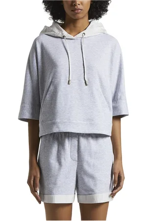 PESERICO SIGN Sweatshirts & Hoodies, Dames, Grijs, S, Katoen, Sweatshirt in micro dubbel katoenen fleece
