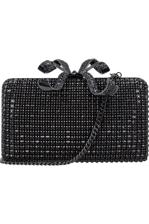 Self-Portrait Tassen, Dames, Zwart, ONE Size, Zwarte Kristallen Box Clutch Handtas