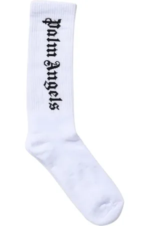Palm Angels Ondergoed, Heren, Wit, S, Katoen, Logo Crew Socks Zwart Mannen
