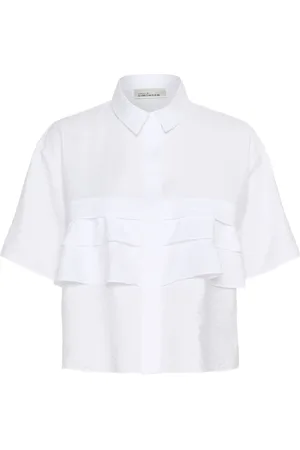 Karen by Simonsen Blouses & Shirts, Dames, Wit, L, Nylon, Witte Blouse met Ruchedetail