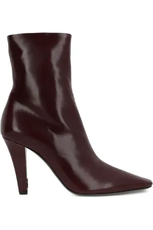 Saint Laurent Schoenen, Dames, Rood, 39 EU, Leer, Bordeaux Stiletto Enkellaarzen