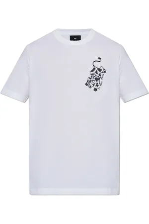Paul Smith Tops, Heren, Wit, XL, Katoen, T-shirt met print