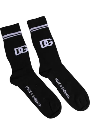 Dolce & Gabbana Ondergoed, Heren, Zwart, M, Katoen, Zwarte Logo Mid-Calf Katoenen Sokken