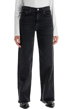 AGOLDE Jeans, Dames, Zwart, W25, Denim, Zwarte Straight Harper Jeans voor Vrouwen