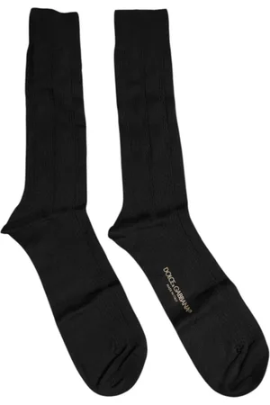 Dolce & Gabbana Ondergoed, Heren, Zwart, L, Katoen, Logo Detail Katoenen Mid Calf Sokken
