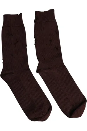 Dolce & Gabbana Ondergoed, Heren, Bruin, L, Katoen, Luxe Logo Mid Calf Katoenen Sokken