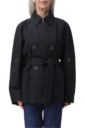 FAY Mantels, Dames, Zwart, XS, Zwarte Trenchcoat met Riem