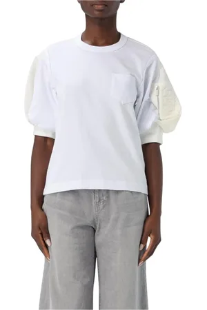 SACAI Tops, Dames, Wit, XL, Katoen, Elegante Zak T-shirt