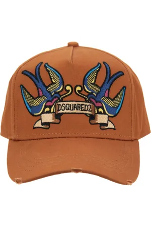 Dsquared2 Accessoires, unisex, Oranje, ONE Size, Katoen, Geborduurde baseballpet met gesp