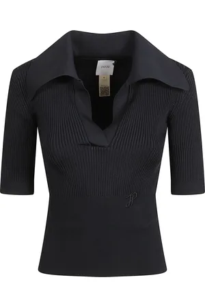 Patou Tops, Dames, Blauw, M, Blauwe Rib Polo T-shirts en Polos