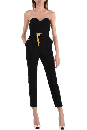 Elisabetta Franchi Jumpsuits & Playsuits, Dames, Zwart, XL, Bi-elastische Bustier Jumpsuit