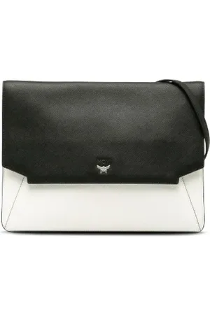 MCM Pre-owned, Dames, Zwart, ONE Size, Leer, Tweedehands leren schoudertassen