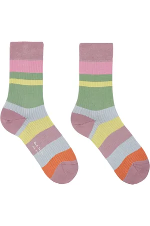 Paul Smith Ondergoed, Dames, Veelkleurig, ONE Size, Katoen, Gestreepte Katoenen Ribbelsokken