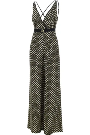 Elisabetta Franchi Jumpsuits & Playsuits, Dames, Veelkleurig, M, Georgette Jumpsuit, Multikleur Diamantpatroon