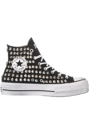 Converse Schoenen, Dames, Zwart, 37 EU, Handgemaakte Zwarte Sneakers met Studs