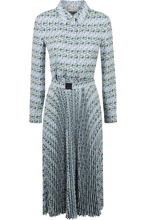 Tory Burch Kleedjes, Dames, Blauw, S, Polyester, Gedrukte Twill Jurk