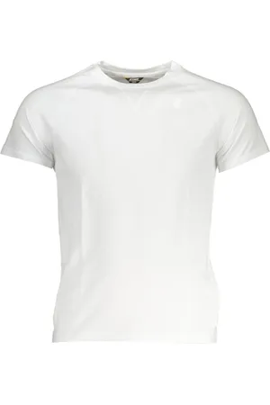 K-Way Tops, Heren, Wit, M, Katoen, Wit Crew Neck T-shirt met Logo Accent