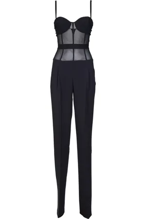 Elisabetta Franchi Jumpsuits & Playsuits, Dames, Zwart, L, Tule, Zwarte Tule Inzet Jurk