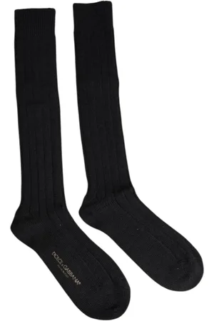 Dolce & Gabbana Ondergoed, Heren, Zwart, M, Iconische Logo Print Calf Socks