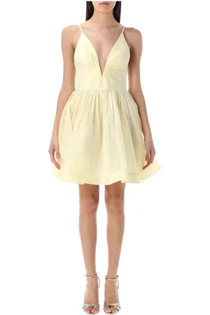 ZIMMERMANN Kleedjes, Dames, Geel, S, Linnen, Citroen V-hals Mini Jurk