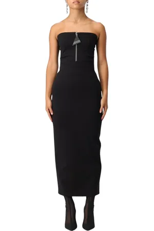 The Attico Kleedjes, Dames, Zwart, S, Katoen, Zwart Zip Front Maxi Jurk