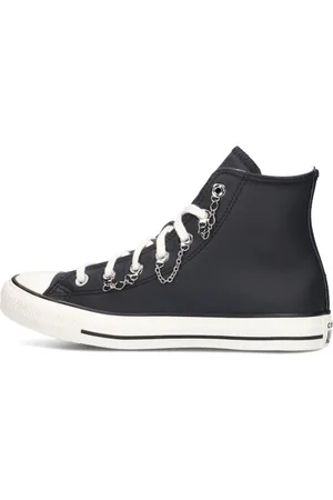Converse Schoenen, Dames, Zwart, 36 1/2 EU, Leer, Zwarte hoge sneakers voor dames