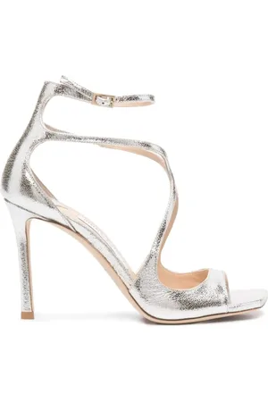 Jimmy Choo Schoenen, Dames, Geel, 40 EU, Leer, Metallic Finish Leren Hoge Hak Sandalen
