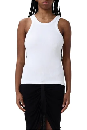 AGOLDE Tops, Dames, Wit, S, Katoen, Witte Rib Tanktop Slim Fit