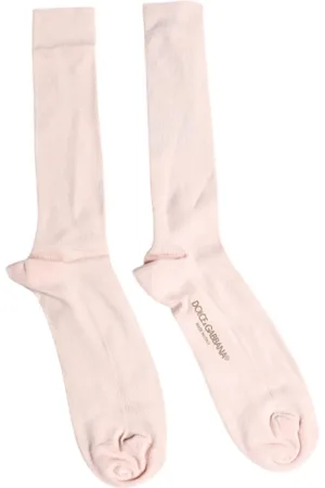 Dolce & Gabbana Ondergoed, Heren, Roze, L, Katoen, Luxe Logo Katoen Over Kuit Sokken